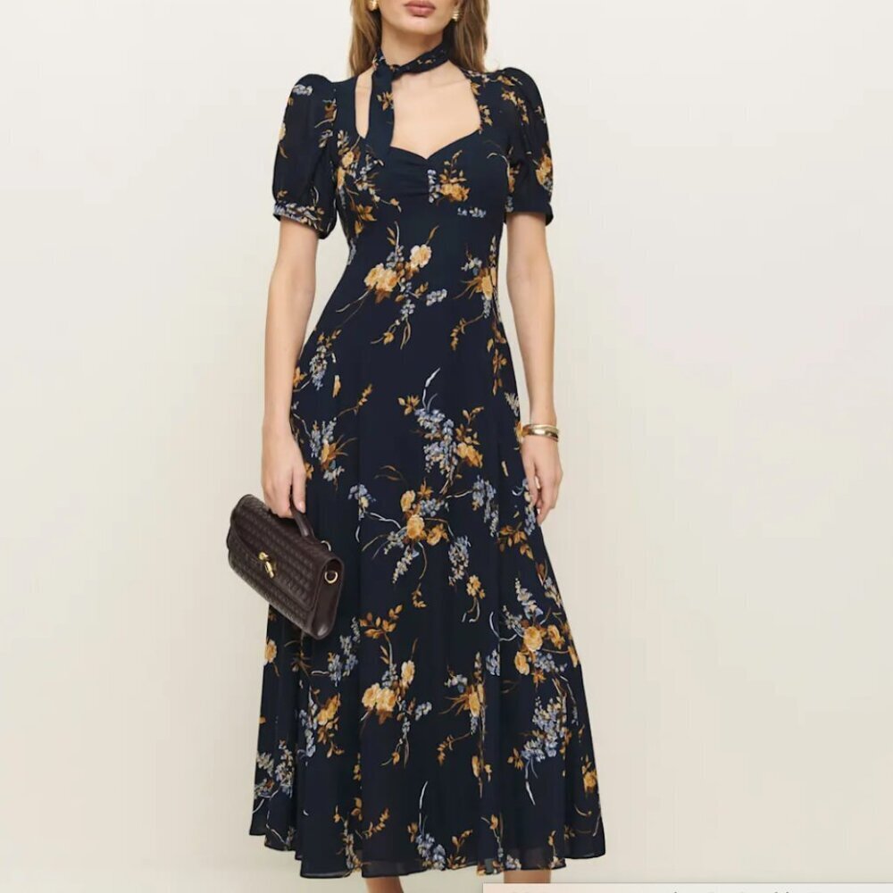 Reformation Chrissie Dress Blue - Size 2